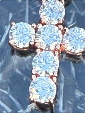 #119 18K Rose Gold Plated 0.5CTW Moisannite Cross. GRA Certified